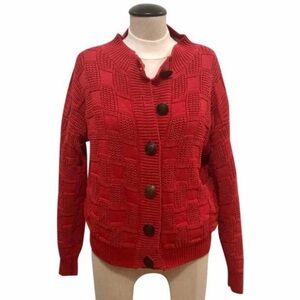 Vintage Compagnie Internationale Express Oversized Red Button Cardigan 1 pocket
